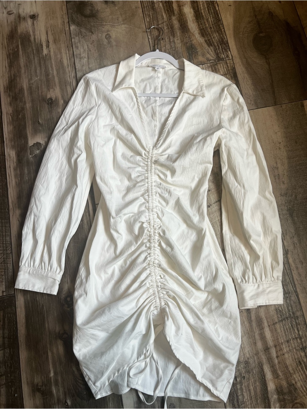 emory park White Ruched Mini Dress